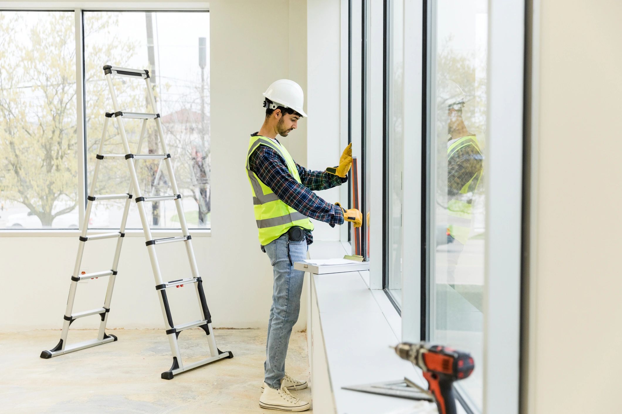 Tradesperson working on an interior installation